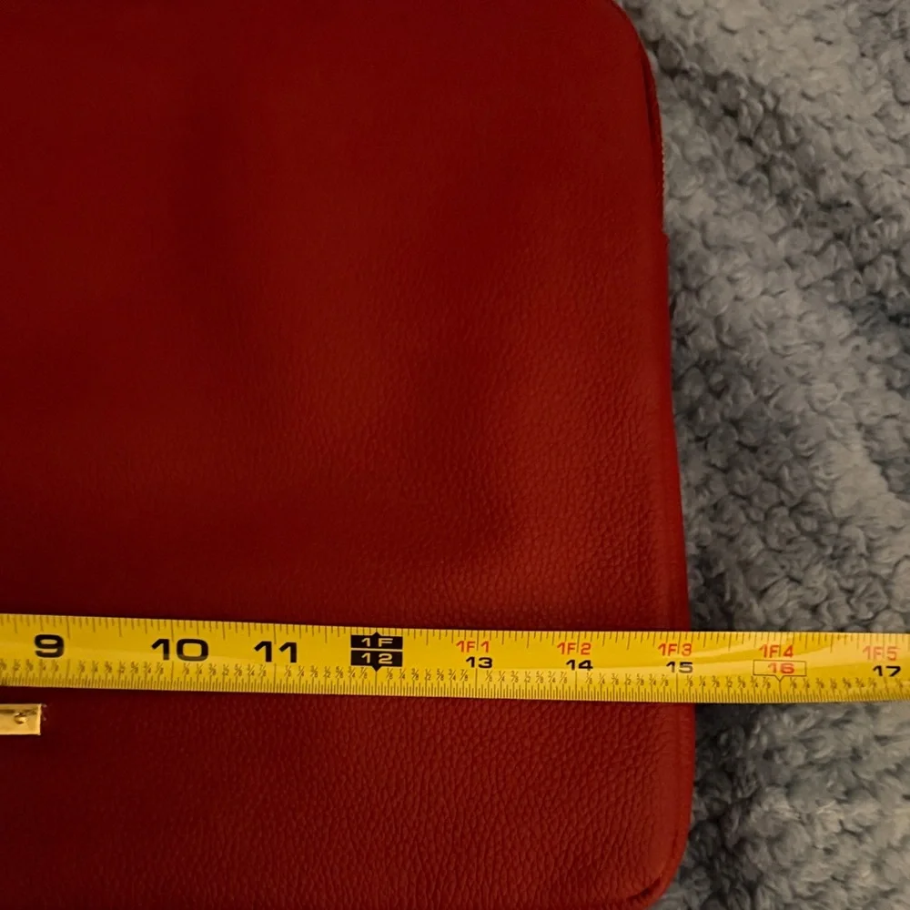 JOY MANGANO Red Laptop Sleeve with Gold Accents